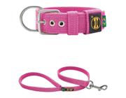 Coleira Cachorro Grande Pit Bull Fit Rosa Gg + Guia 80Cm