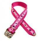 Coleira Nylon Cachorro Nicapet Cor Rosa Nº 6 Pata Osso 25Mm