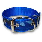 Coleira Xadrez 25mm para Cachorro Nicapet Azul nº 6