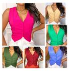 Colete Alfaiataria Elegante Moda Blusa Regata Luxo Verão Tendência Francesa Social