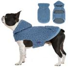 Colete com capuz para cães cyeollo Sherpa impermeável azul de inverno