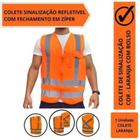 Colete De Segurança Refletivo Com Bolso - Amarelo Laranja EPI 4 FAIXAS REFLETIVAS - Super Safety