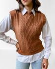 Colete de tricô mousse tricot Aran feminino Ref 251