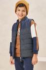 Colete Puffer Infantil Em Nylon Lucboo Moda Inverno Acolchoado Macio Confortável