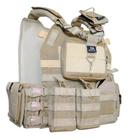 Colete Tático Modular Plate Carrier Engate + 8 Peças Tan