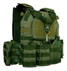 Colete Tático Modular Plate Carrier Engate + 8 Peças Verde Oliva