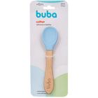 Colher Azul Infantil De Silicone E Bambu 15822 - Buba