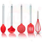 Colher Concha Escumadeira Espátula Batedor Fuê Talheres De Silicone Conjunto Utensílios De Cozinha - TudoFestas