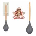 Colher De Arroz De Silicone Grafite Cabo Madeira