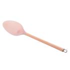 Colher de nylon rosa com cabo em aço inox rose 34cm lyor