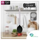 Colher De Servir Silicone Preto Cabo Aço Inox Cozinha 33cm