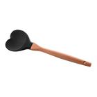 Colher de Silicone com Cabo em Bambu Heart Preto - 27cm