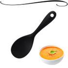 Colher De Silicone Preto Para Servir Arroz Grande Alta Qualidade Reforçado Multiuso Não Risca Panela 22,5cm