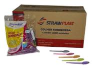 Colher Descartavel Sobremesa Mista Neon C/1000 Strawplast