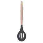 Colher Perfurada Em Silicone Com Cabo De Bambu 32Cm