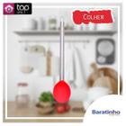 Colher Servir Silicone Vermelho Cabo Aço Inox Cozinha 33cm - Top Útil