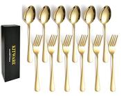 Colheres e Garfos de Ouro Silverware Set, Kitware 12 Peças Stylist Colorido Aço Inoxidável Talheres Serviço de Talheres para 6, Home Kitchen Utensil Sets para Restaurante, hotel, viagem, ao ar livre, churrasco