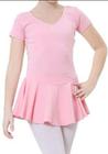 Collant Ballet Com Saia Embutida Rosa Body - Roupa Ballet Infantil