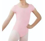 Collant Ballet Manga Curta Rosa Body - Roupa Balé Infantil - Mademoiselle Mih