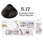 Coloração 5.17 Castanho Claro Cinza Marrom + Oxi 20 Vol Itallian Color