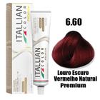 Coloração Itallian Premium Louro Escuro Vermelho Natural 6.60 - 60g