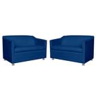 Combo 02 Namoradeira Decorativa Tilla Pés Cromados Suede Azul Marinho - DS Estofados - Estopar