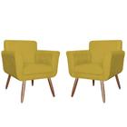 Combo 02 Poltronas Decorativas Isabela em Tressê Suede Amarelo - DS Estofados