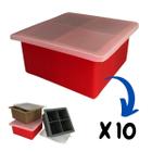 Combo 10 Forma Silicone Gelo C/Tampa Papinha 04 Cubo Grande - Unihome