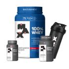 Combo 100% Whey 900g, Creatina Monohidratada 120 Cápsulas e Bcaa 60 Cápsulas e Coqueteleira 700mL - Max Titanium