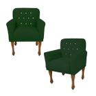 Combo 2 Poltrona Cadeira Decorativa Para Recepção Anitta Suede Verde DL Decor