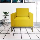 Combo 2 Poltronas Decorativa Com Base de Ferro Para Escritório Grazi Suede Amarelo - DL DECOR - Doce Lar Decorações