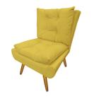 Combo 2 Poltronas Decorativa Estofada Para Hall de Entrada Karen Suede Amarelo - DL Decor