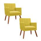 Combo 2 Poltronas Decorativa Para Consultório Escritório Cecília Corano Amarelo - DL DECOR