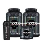 Combo 2 Whey 100% HD Pote 900g, Creatina Monohidratada 150g e Coqueteleira - BlackSull