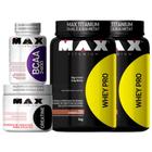 Combo 2 Whey Pro 1kg + Bcaa + Creatina Max Titanium CHOCOLATE