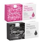 Combo 2kg cera quente em tabletes rosa e negra depilflax