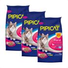 Combo 3 Pipicat Floral Areia Sanitária Kelco - 4Kg