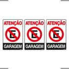 Combo 3 Placas De Sinalização Atenção Proibido Estacionar Garagem 20x30 Ekomunike - P-4 F9e