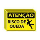 Combo 3 Placas De Sinalização Atenção Risco De Queda 30x20 Ecom IA - SA101 F9e