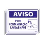 Combo 3 Placas De Sinalização Aviso Evite Contaminação Lave As Mãos 20x15 Ecom IA - P-37/2 F9e