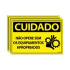 Combo 3 Placas De Sinalização Cuidado Não Opere Sem Os Equipamentos Apropriados 30x20 Ecom IA - SC49 F9e