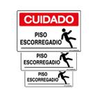 Combo 3 Placas De Sinalização Cuidado Piso Escorregadio 30x20 Qi Comunicação - S-227 Q1a