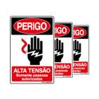 Combo 3 Placas De Sinalização Perigo Alta Tensão Somente Pessoas Autorizadas 20x30 Qi Comunicação - S-217/3 Q1a