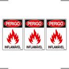 Combo 3 Placas De Sinalização Perigo Inflamável 20x30 Ekomunike - S-208 F9e