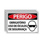 Combo 3 Placas De Sinalização Perigo Obrigatório Uso De Óculos De Segurança 30x20 Ecom IA - SP32 F9e