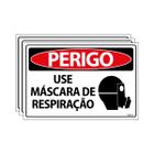 Combo 3 Placas De Sinalização Perigo Use Máscara De Respiração 30x20 Ecom IA - SP36 F9e