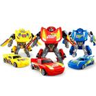 Combo 3 Super Carros que Transformam em Robô Infantil Carrinho Amarelo Vermelho e Azul - OM Utilidades