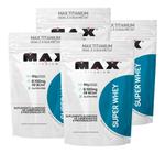 Combo 4x Super Whey Protein 900g - Max Titanium Morango