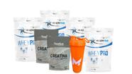 Combo 4x Whey Pro Health Time 1,8kg (7,2kg) + 2x Creatina 300g (600g) + Coqueteleira