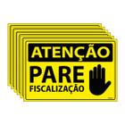 Combo 6 Placas De Sinalização Atenção Pare Fiscalização 30x20 Ecom IA - SA86 F9e